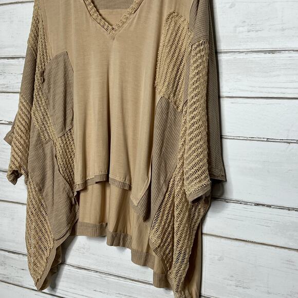POL City Drifrter Oversized Neutral Tan Boho Top Size Small - Picture 4 of 9